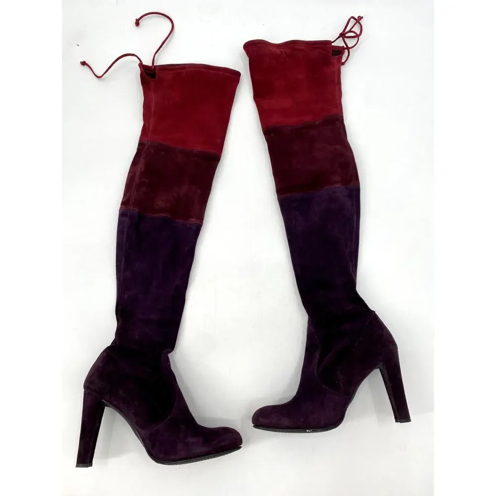 STUART WEITZMAN Troika Colorblock Suede Over-the-knee Boots